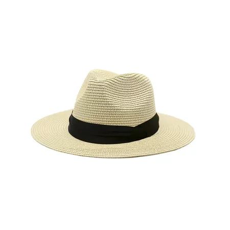 Liacowi Panama Straw Hat Men Women s Wide Brim Packable Roll up Fedora Beach Sun Hat | Walmart (US)