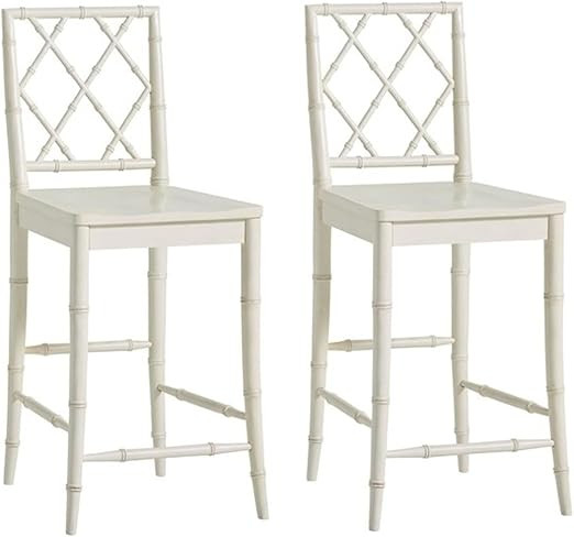Universal Furniture Bamboo Carved X-Back 29" Bar Stool with Contoured Wood Seat in White (Set of ... | Amazon (US)