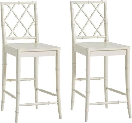 Universal Furniture Bamboo Carved X-Back 29" Bar Stool with Contoured Wood Seat in White (Set of ... | Amazon (US)