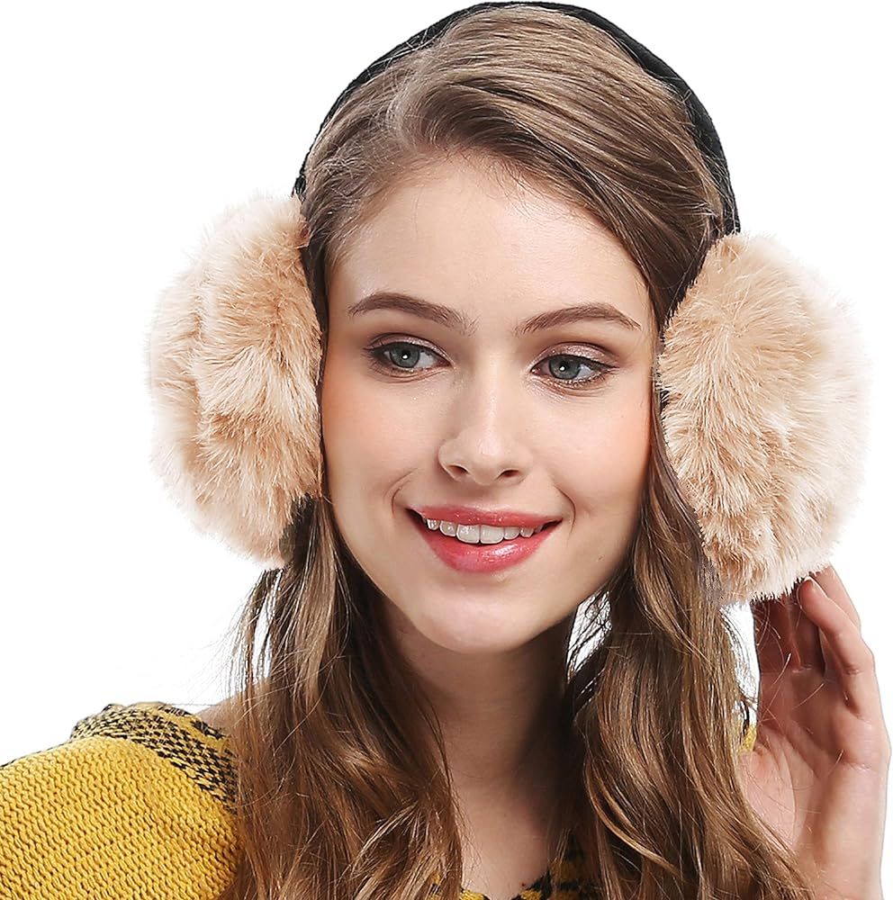 Womens Headband Winter Faux Fur Outdoor EarMuffs Warmers Adjustable Earwarmer | Amazon (US)