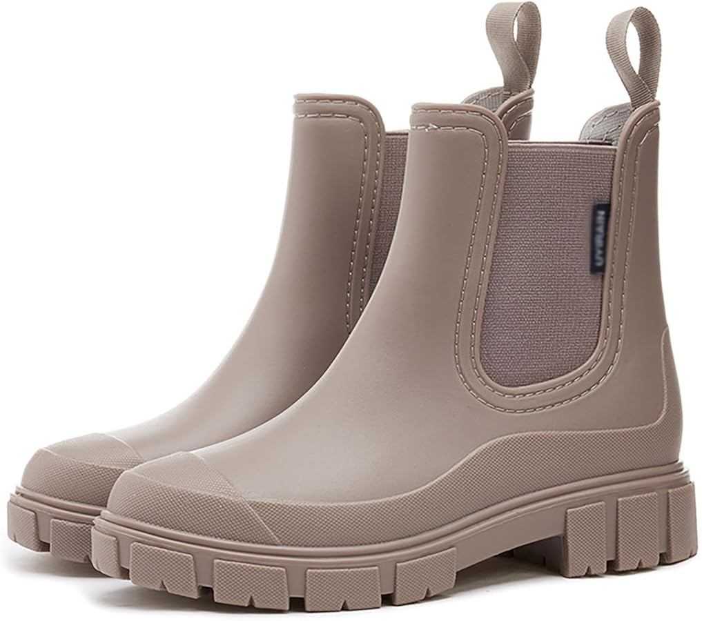 Women's Waterproof Lug Sole Chelsea Ankle Boots fashion slip-on Platform Chunky Heel Combat booti... | Amazon (US)