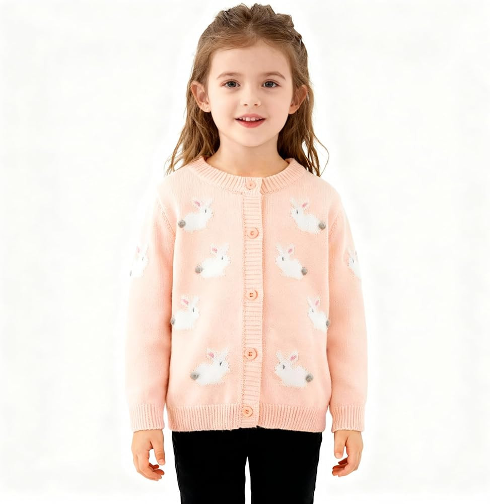 Rolanko Toddler Girls' Sweater Long Sleeve Open Front Button Down Knit Cardigan Kids Clothes 1-6 ... | Amazon (US)