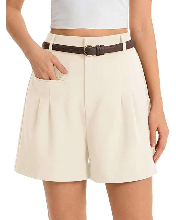 Cicy Bell Dress Shorts for Women High Waisted Dressy Casual Shorts Wide Leg Business Work Pleated... | Amazon (US)