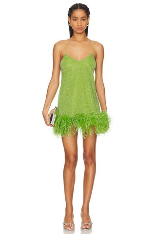 Oseree Lumiere Plumage Mini Dress in Lime from Revolve.com | Revolve Clothing (Global)