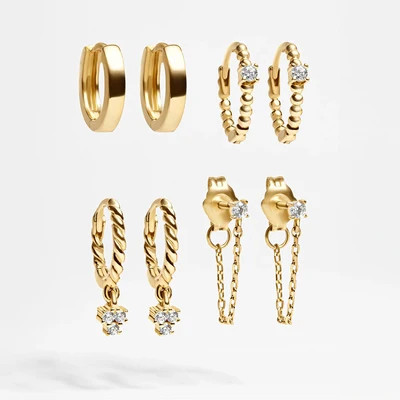 Luna 18K Gold Earring Set - Luna 18K Gold Earring Set | BaubleBar