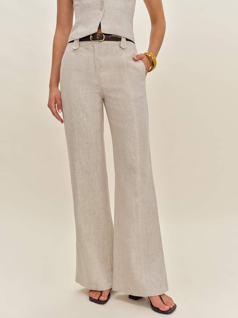 Astrid Linen Mid Rise Pant | Reformation (Global)