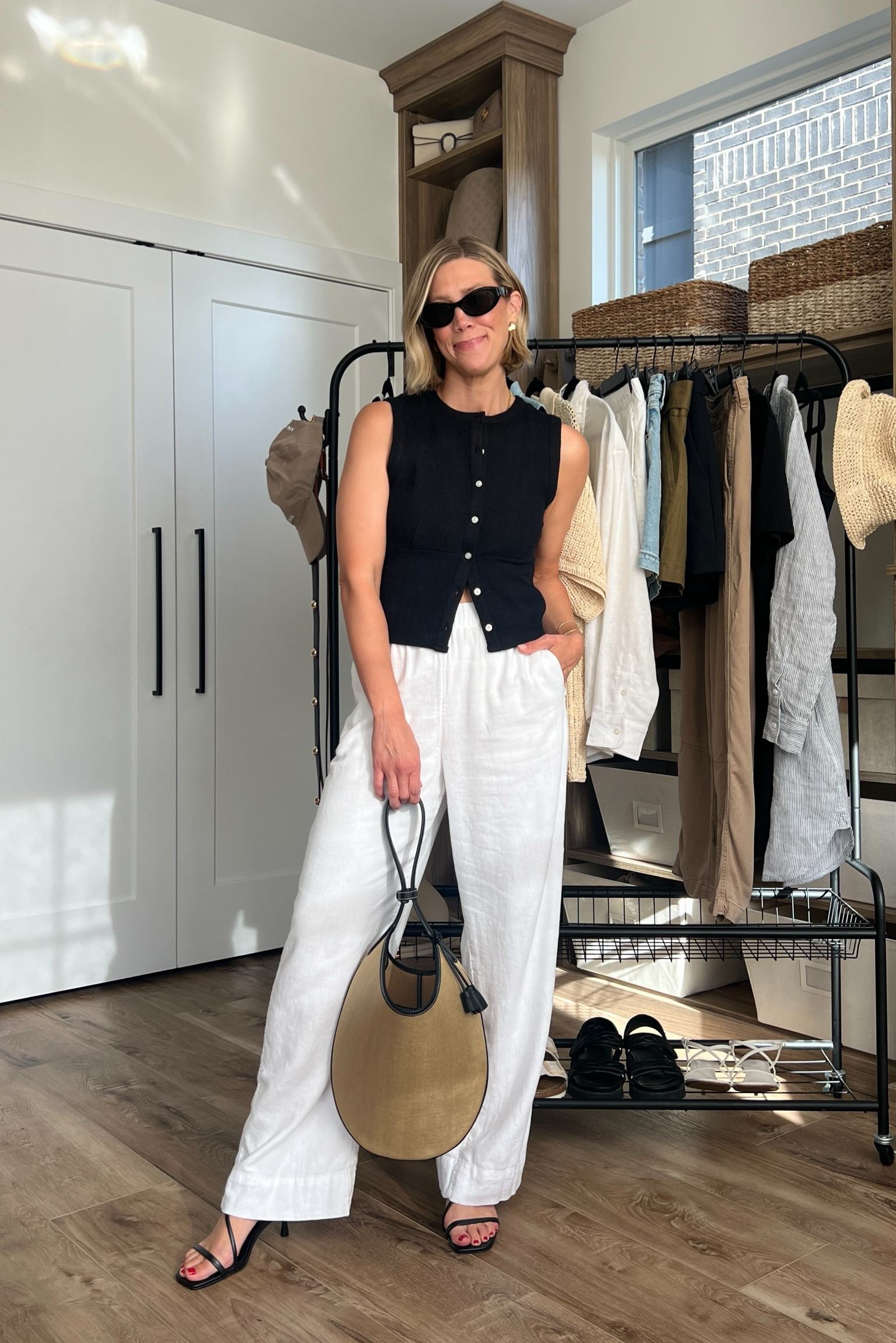 Wearing small linen pants, small cardigan vest, heels tts 

#LTKFindsUnder100 #LTKStyleTip #LTKFindsUnder50