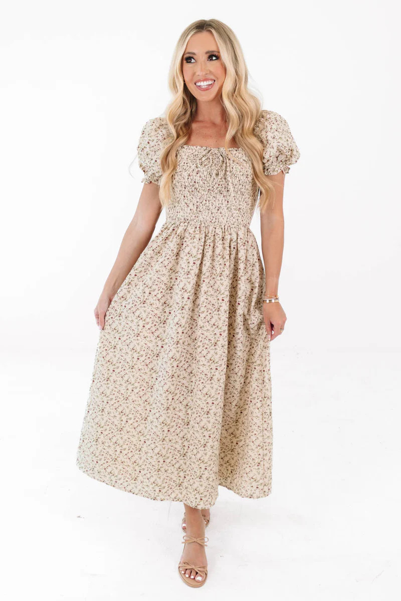 Autumn Staple Midi Dress - Beige | The Impeccable Pig