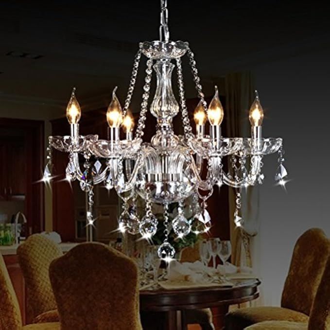 CRYSTOP Classic Vintage Crystal Candle Chandeliers Lighting 6 Lights Pendant Ceiling Fixture Lamp fo | Amazon (US)