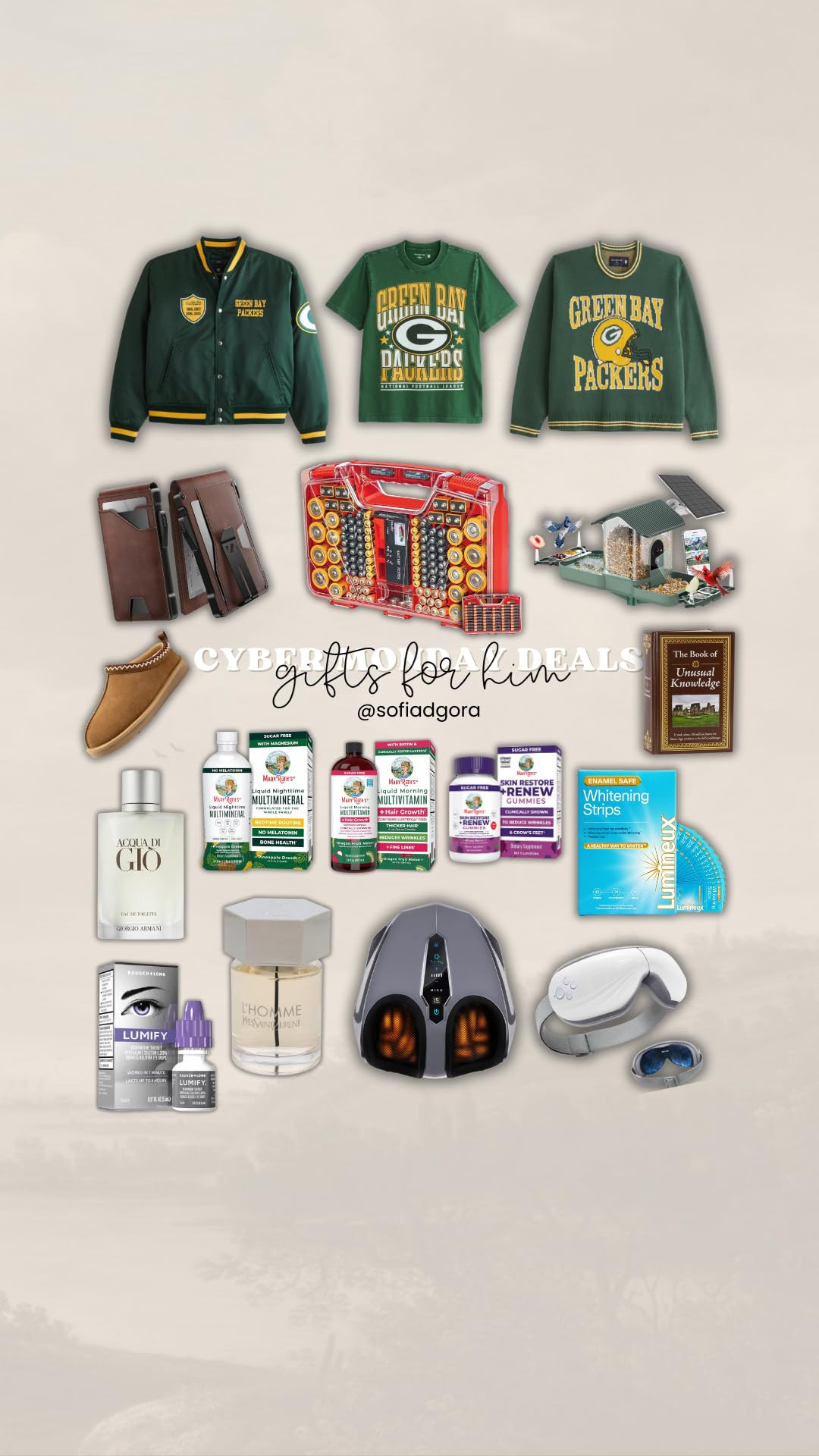 Some of my favorite gifts for him! Green Bay Packers gear, skincare products, and a tactical wall... | Amazon (US)