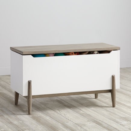 Wrightwood Toy Box - Wrightwood Grey Stain and White Toy Box | The Land of Nod
