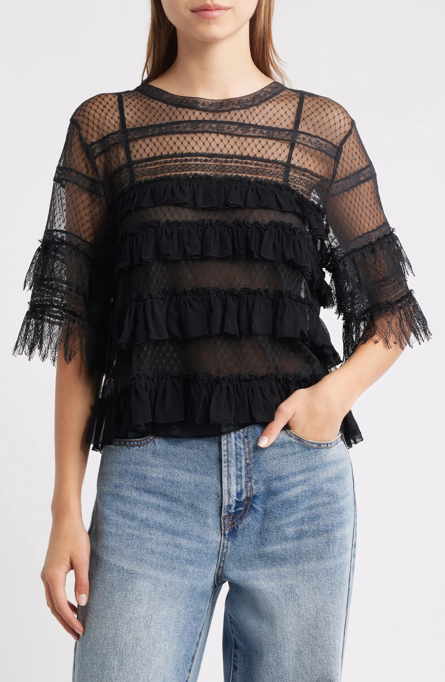 THE GREAT. Winter Lace & Mesh Top | Nordstrom | Nordstrom