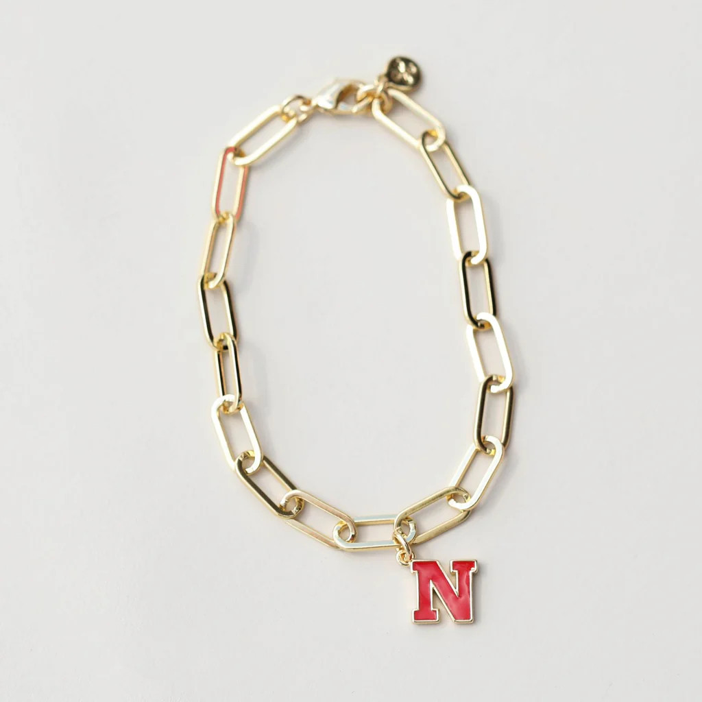 University of Nebraska Charm Bracelet | Nickel and Suede