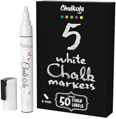 White Chalk Markers - White Dry Erase Chalk Pens for Blackboards, Chalkboard Signs, Windows, Glas... | Amazon (US)