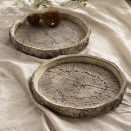 Cement Faux Bois Round Tray Set of 2 | Antique Farm House