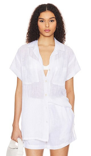 Playa Pocket Blouse in White EcoLinen | Revolve Clothing (Global)