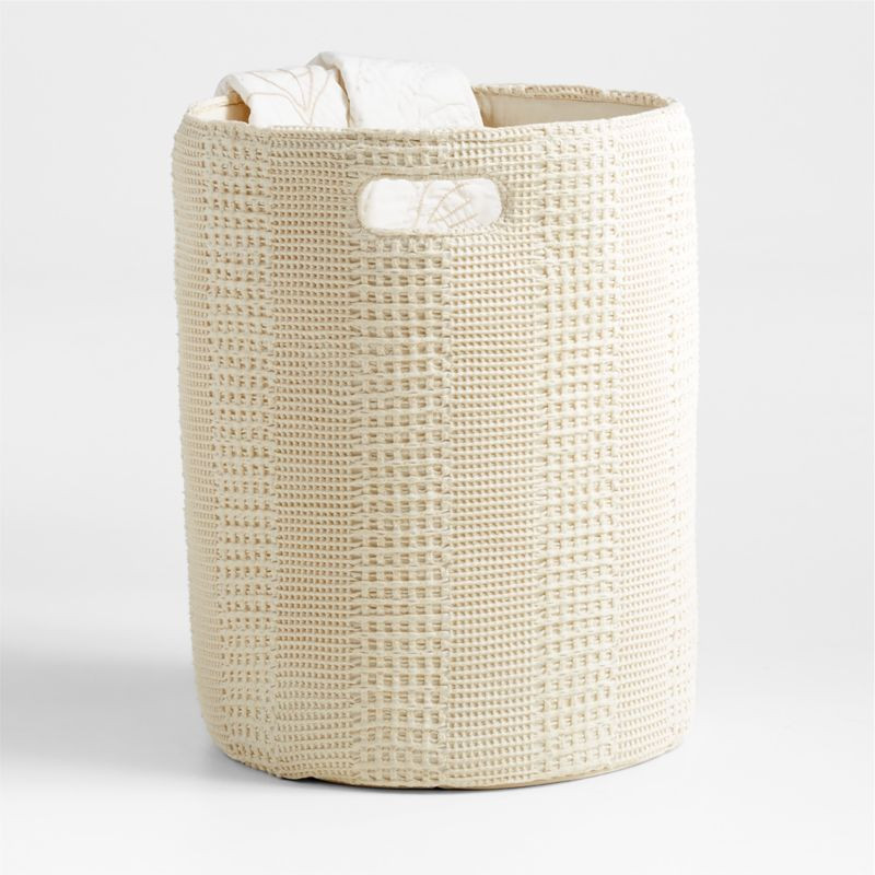 Nella Cream Waffle Weave Kids Hamper | Crate & Kids | Crate & Barrel