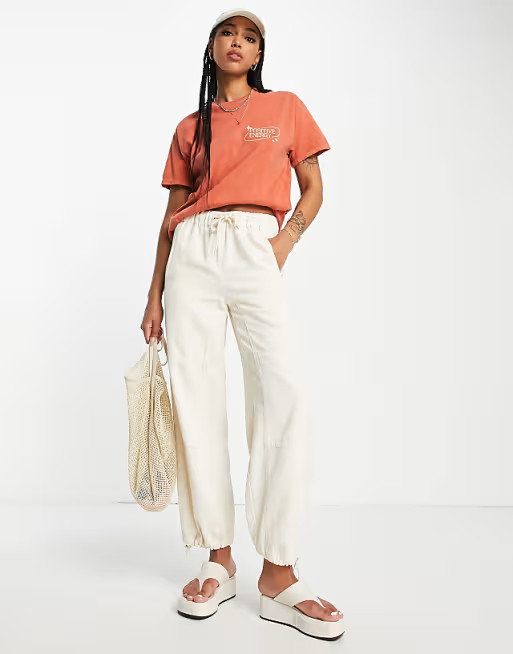 Topshop positive energy short sleeve graphic oversized tee in coral | ASOS (Global)