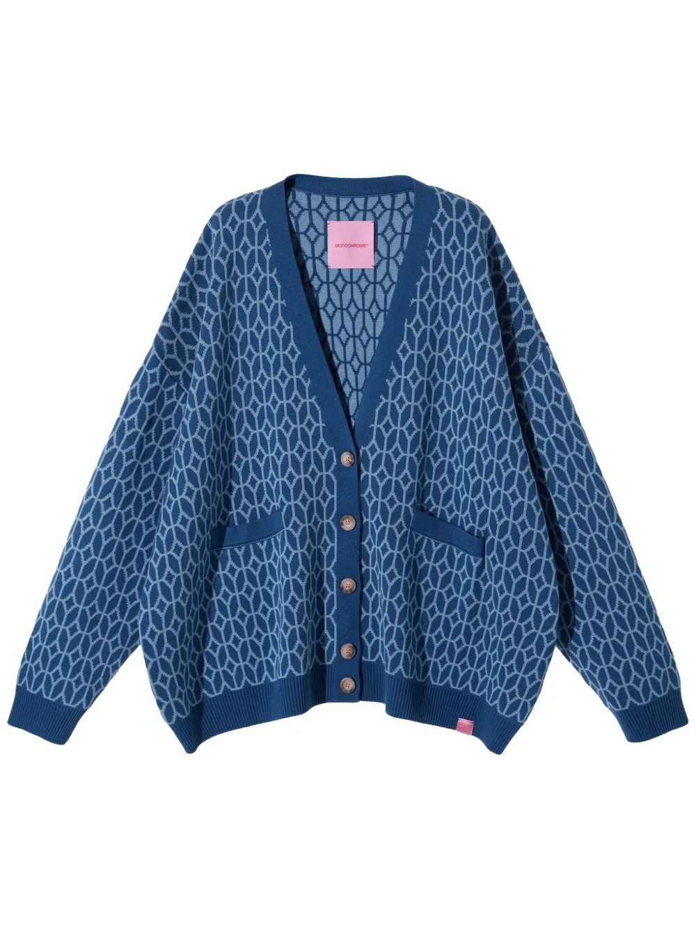 MONOCHROME geometric-patterned Cardigan | Blue | FARFETCH LV | Farfetch Global