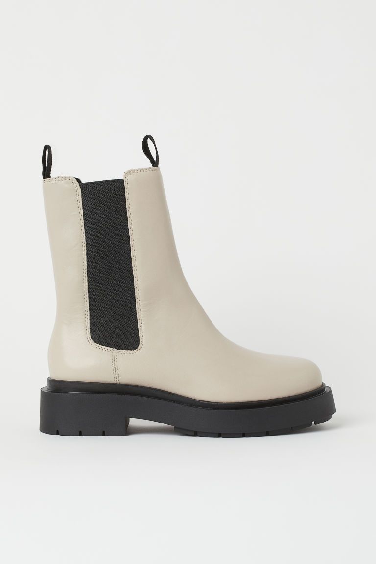 H & M - Chunky Leather Boots - Brown | H&M (US + CA)