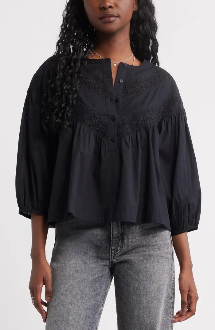 Lace Inset Woven Shirt | Nordstrom