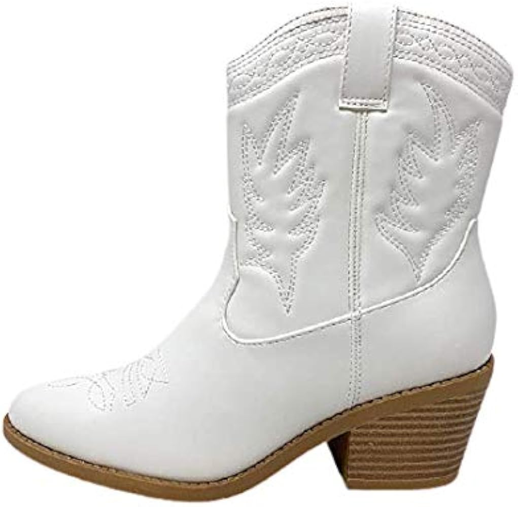 Soda Picotee Women Western Cowboy Cowgirl Stitched Ankle Boots | Amazon (US)