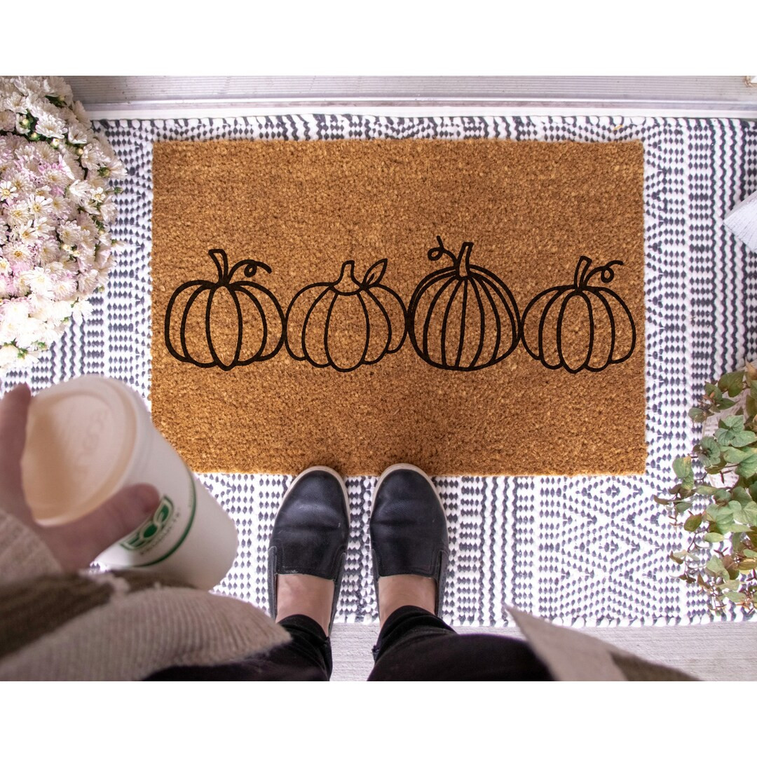 Doormat Pumpkins Halloween Doormat Cute Fall Doormat Welcome Mat Pumpkin Spooky Candy Doormats Ha... | Etsy (US)