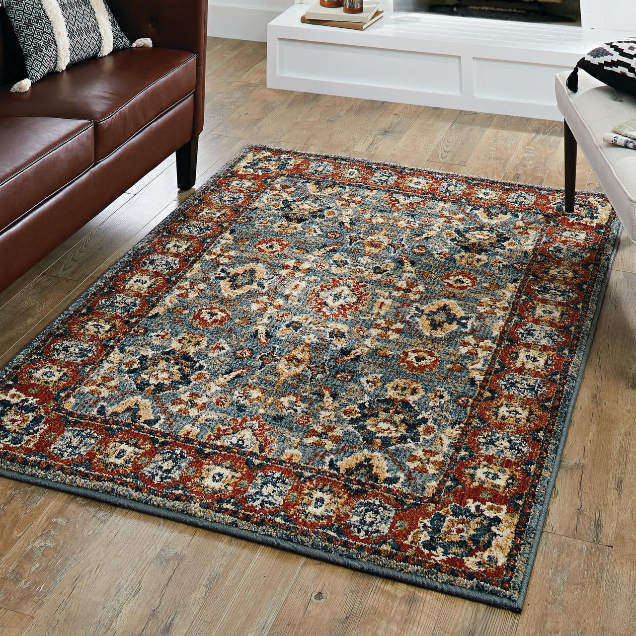 Better Homes & Gardens Persian Border Indigo Area Rug or Runner | Walmart (US)