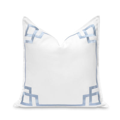 Coastal Indoor Outdoor Throw Pillow Cover Only, Frame Greek Key, Baby Blue, 20"x20" | Hofdeco