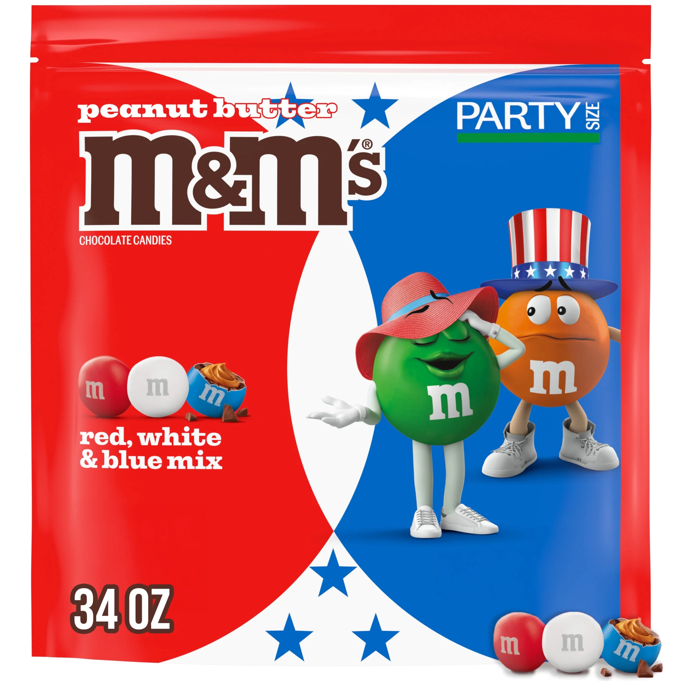 M&M's Peanut Butter Summer Bulk Chocolate Candy - 34 oz Bag | Walmart (US)