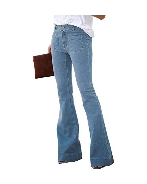 luvamia Women's Ripped Flare Bell Bottom Jeans Pants Retro Wide Leg Denim Pants | Amazon (US)