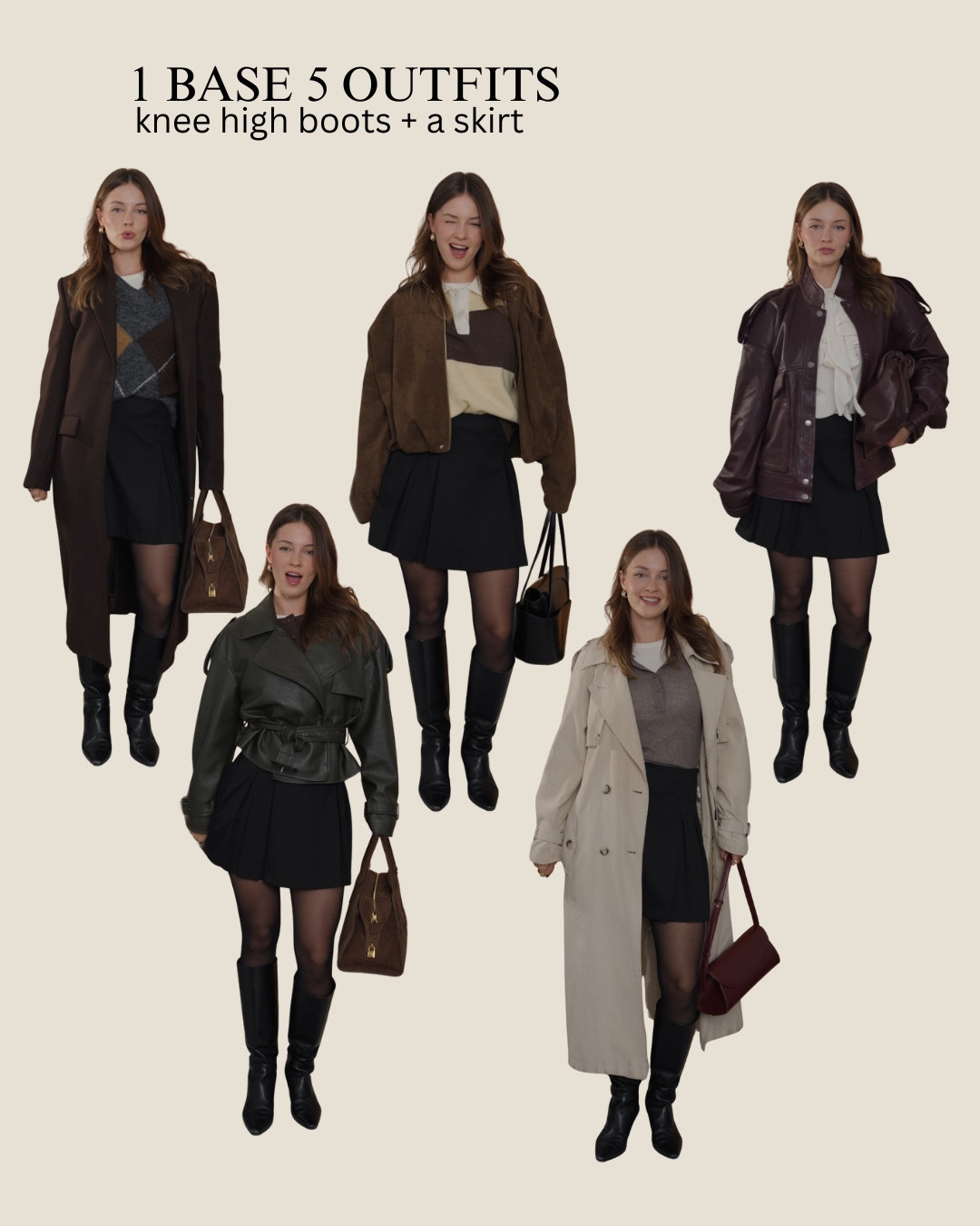 5 looks with knee high boots and a skirt 🖤
Green and burgundy jackets are from Reserved (not on LTK) I’ve linked some alternatives for you 

#LTKeurope #LTKuk #LTKautumn