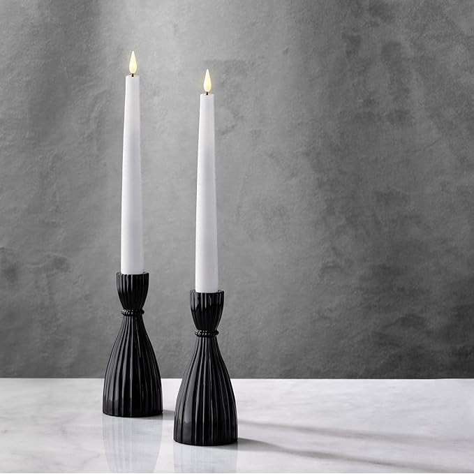 LampLust Black Taper Candle Holder, 6 Inch, 2 Pk Candlestick Holders, Glass Candle Holders for St... | Amazon (US)