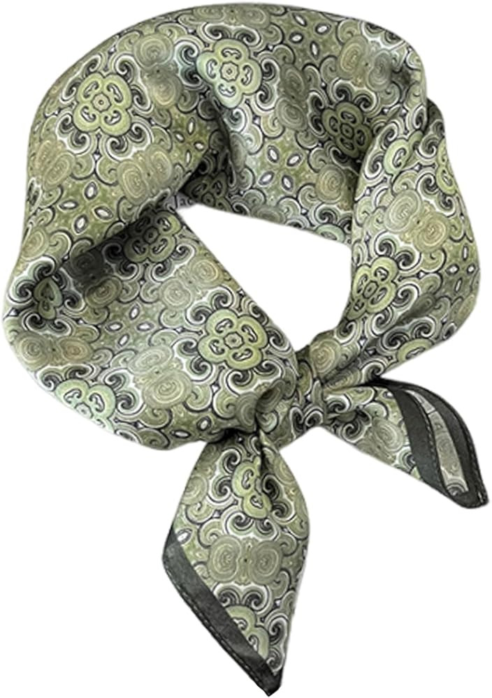 Aufeel 100% Real Mulberry Silk Women Small Square Neck Scarfs 21" Lightweight Headscarf Printed N... | Amazon (US)
