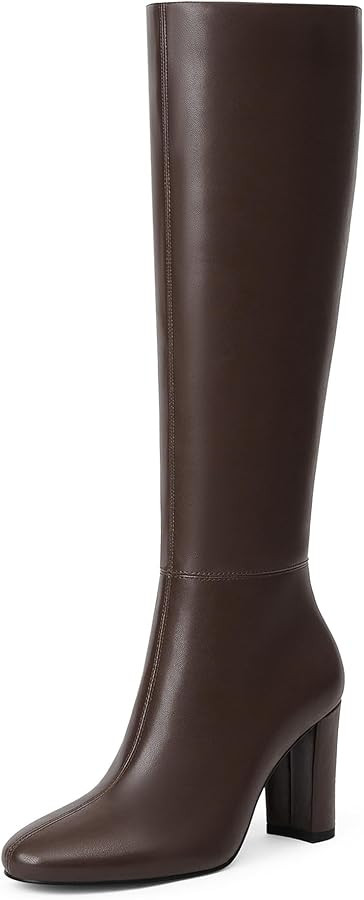Modatope Knee High Boots for Women Chunky Heel Rounded Toe Womens Tall Boots | Amazon (US)