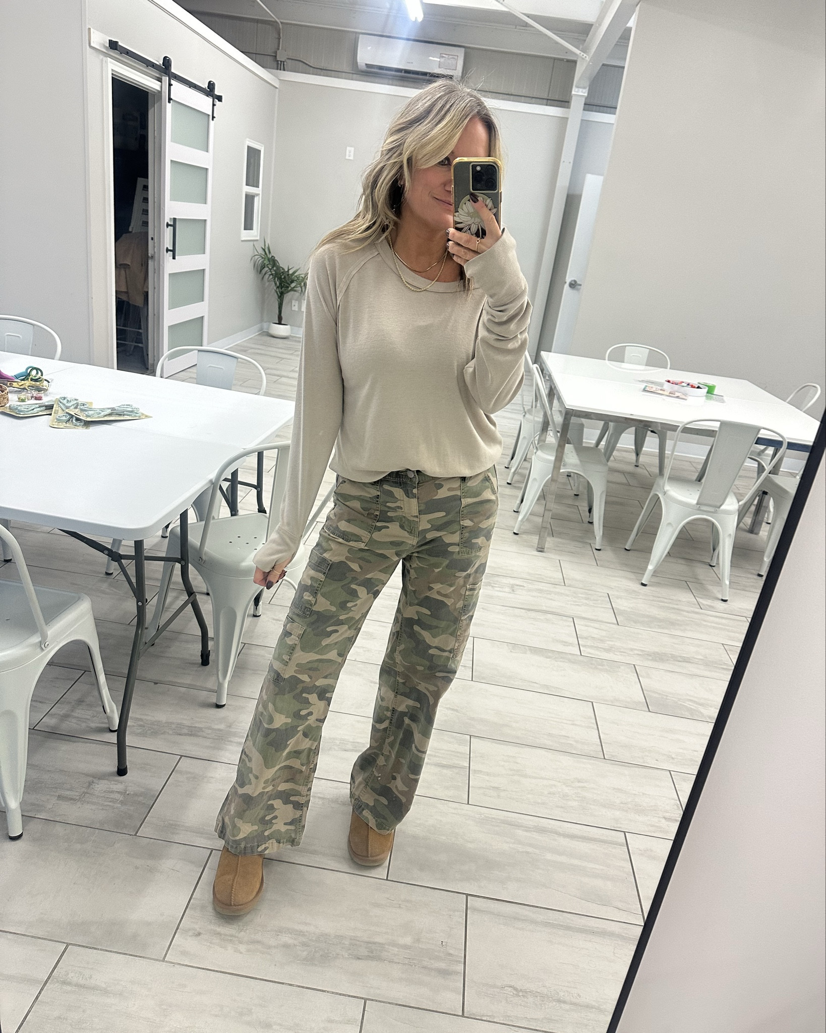 My fave camo pants are BACK IN STOCK 👏

Wearing a size small. 

Also these long sleeve tees are so perfect. Love the slight boat neck so you can do a little off the shoulder. Wearing a M. Ugg Tasman fit tts

And on second pic one of my favorite crop tanks. Nice and thick. Love the scoop neck- wearing s large. Plus a go-to crossbody I love. 

#LTKmomlife