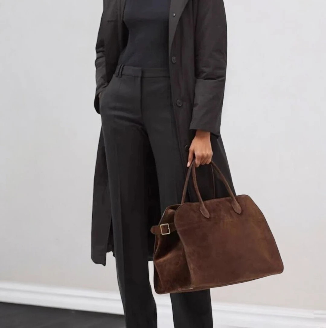 The Row Margaux Suede Leather Tote Everyday Travel Luxurious Tote Bag Perfect Anniversary Gift Am... | Etsy (US)