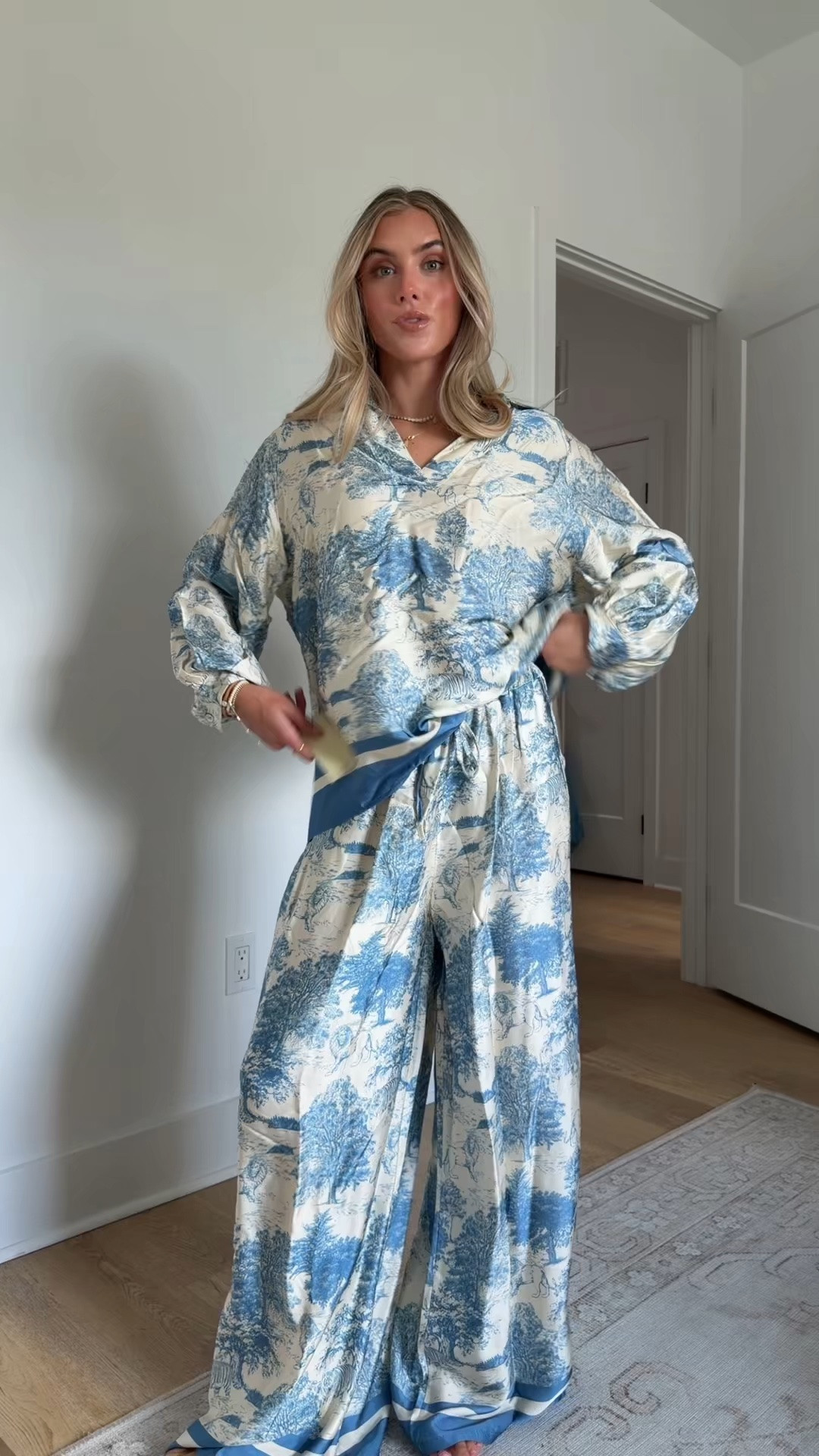 @benaarla Elevate your style with these stunning jungle print navy and white pants, a versatile addition to your wardrobe. Crafted from 75% viscose and 25% silk for a soft, silky feel. The one-size-fits-all design ensures a perfect fit, while the vibrant jungle print adds exotic flair. Perfect for casual wear or vacation getaways. Pair with the Duvay top to complete the set.

#LTKootd #LTKTravel #LTKdayinmylife