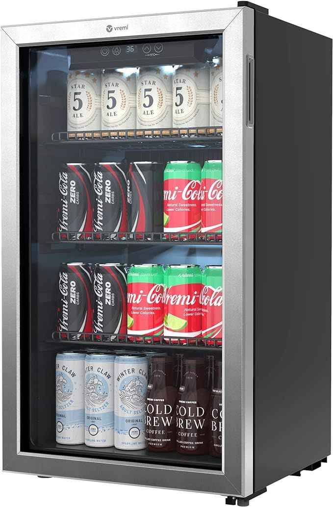 Vremi Beverage Refrigerator and Cooler - 100 to 120 Can Mini Fridge with Glass Door for Soda Beer... | Amazon (US)