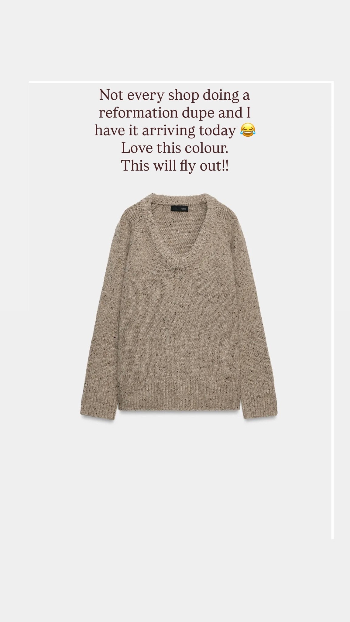 Gorgeous reformation dupe knit 😍