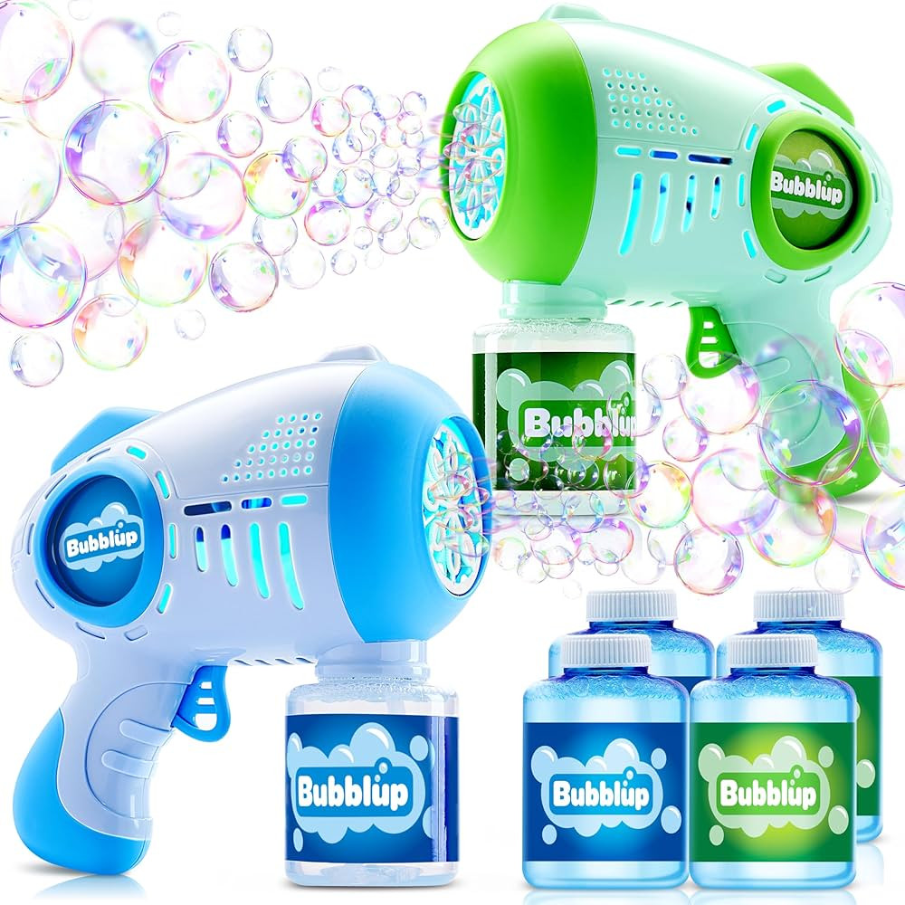 JOYIN 2 Packs Bubble Guns with 4 Bottles Bubble Solution, 10 Holes Light Up Automatic Bubble Mach... | Amazon (US)