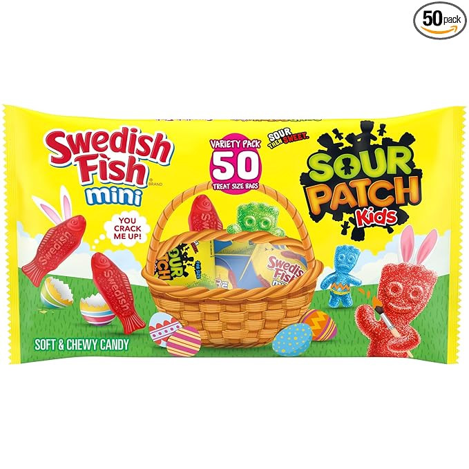 SOUR PATCH KIDS and SWEDISH FISH Mini Soft & Chewy Easter Candy Variety Pack, Bulk Candy, 50 Snac... | Amazon (US)