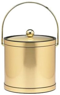 Kraftware Mylar Brushed Brass 3-Quart Ice Bucket with Brass Bale Handle, Bands and Metal Cover | Amazon (US)