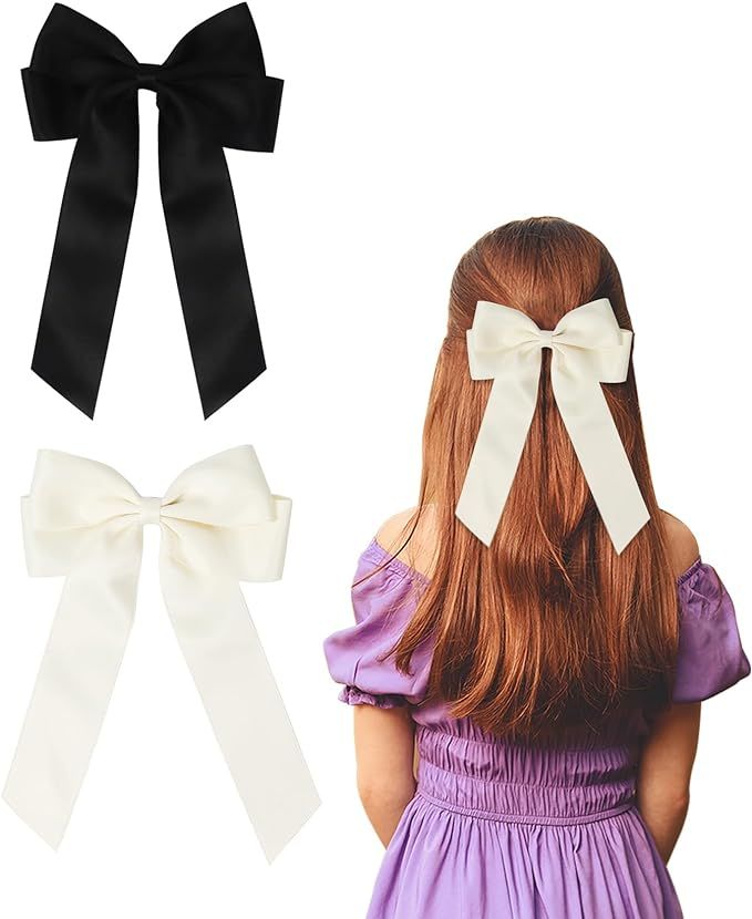 2 Pack Bow Hair Clips, Black Hair Bows for Women Girls, Large Bow Clips Hair Barrette Hair Access... | Amazon (UK)