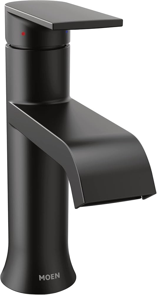 Moen Genta LX Matte Black One-Handle Single Hole Modern Bathroom Sink Faucet with Optional Deck P... | Amazon (US)