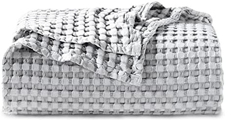Bedsure Waffle Cotton Blanket King Size - Grey Viscose from Bamboo Waffle Weave Blanket, Soft Lig... | Amazon (US)