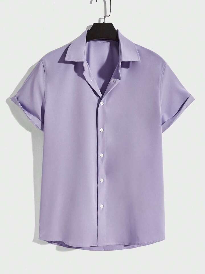 Manfinity Homme Men Solid Button Front Shirt | SHEIN