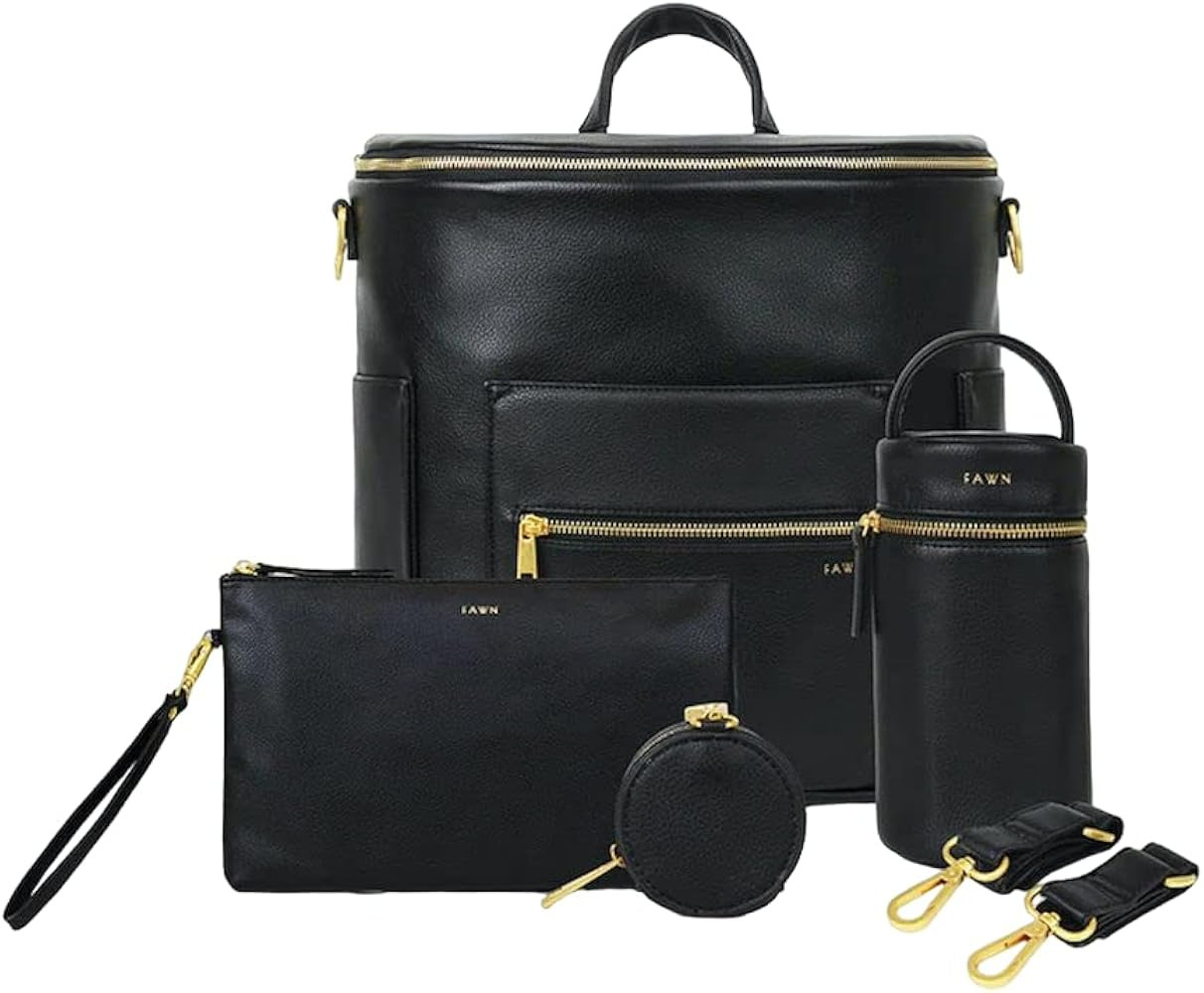 FAWN DESIGN Diaper Bag Bundle - Vegan Leather Diaper Bag/Backpack (Includes Changing Mat, Bottle ... | Amazon (US)