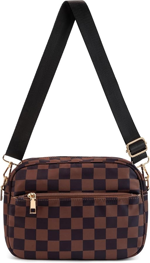 Checkered Crossbody Bag for Women Nylon Shoulder Handbags | Amazon (US)