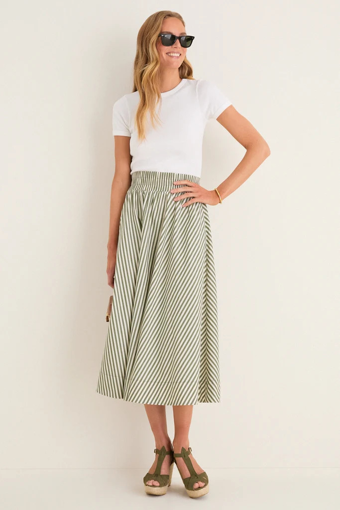 Jardin Stripe Cotton Poplin Niki Circle Skirt | Tuckernuck (US)